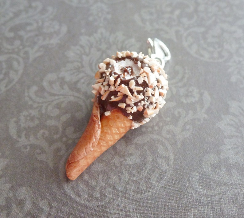 Ice Cream Cone Charm Miniature Food Jewelry Polymer Clay Ice Cream Handmade Charms image 3