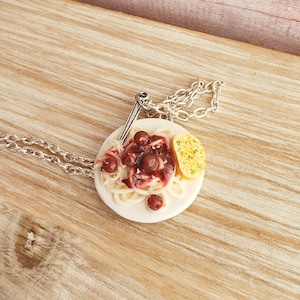 Spaghetti Dinner Necklace,Miniature Food Jewelry,Polymer Clay Jewelry,Handmade Jewelry