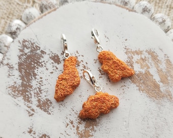 Dino Chicken Nugget Charm Set,Miniature Food Jewelry,Polymer Clay Jewelry,Food Charms