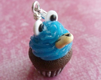 Charm Cupcake Cookie Monster : Bijoux miniatures en pâte polymère