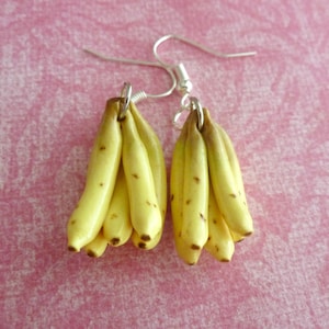 Fruit Earrings,Banana Earrings,Food Jewelry,Miniature Food,Polymer Clay Earrings