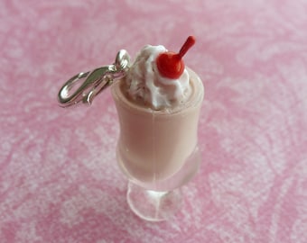 Handmade Chocolate Milkshake Charm: Miniature Food Jewelry