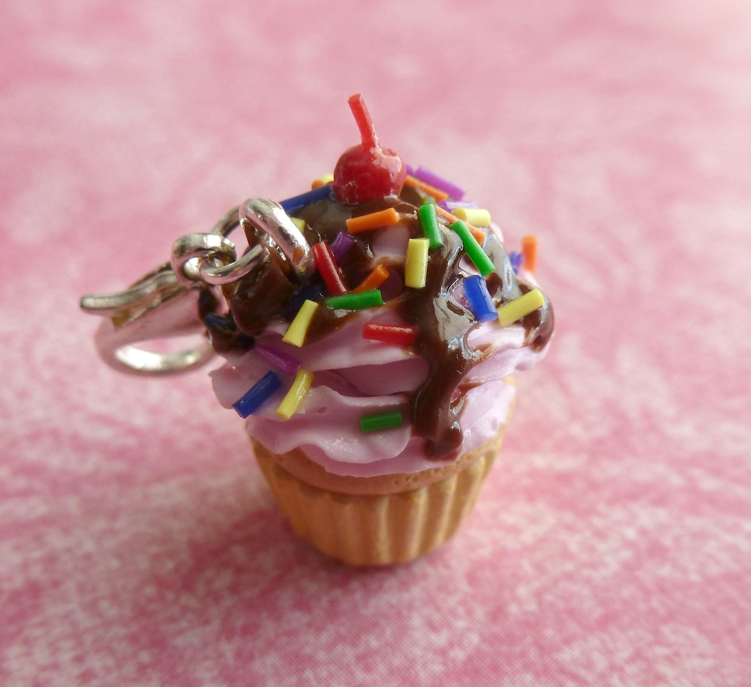 Strawberry Sundae Cupcake Charm - Etsy