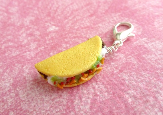 Taco Charm Miniature Food Jewelry Polymer Clay Charms Handmade Jewelry