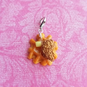 Chicken and Waffle Miniature Food Jewelry Polymer Clay Jewelry Handmade Jewelry