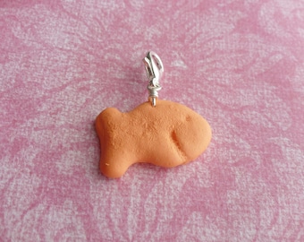 Goldfish Cracker Charm: Miniature Food Jewelry, Polymer Clay Stitch Marker