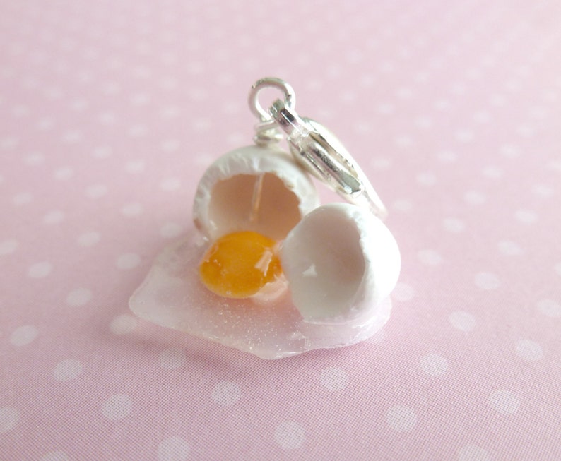 Charms Miniature Food Jewelry Baker Gifts Chef Gifts Cracked Egg Polymer Clay Food image 2