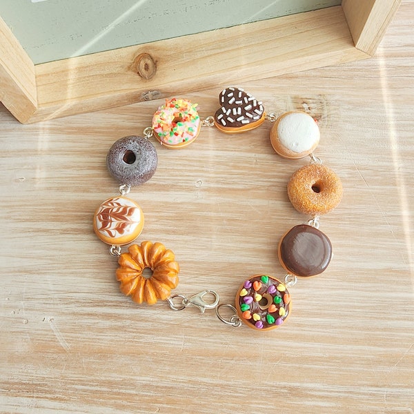 Donut Charm Bracelet Handmade Jewelry Polymer Clay Jewelry Handmade Gifts