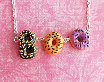 halloween donut charm necklace/handmade jewelry
