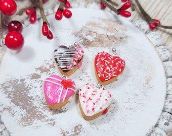 Valentine's Day Earrings,Miniature Food Earrings,Donut Earrings,Food Earrings,Handmade Jewelry