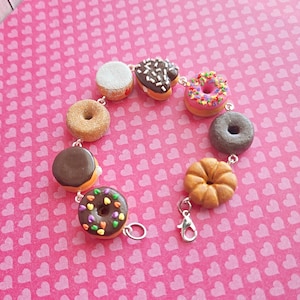 Donut Charm Bracelet Handmade Jewelry Polymer Clay Jewelry Handmade Gifts