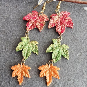 maple leaf earrings, fall leaf earrings, handmade jewelry image 4