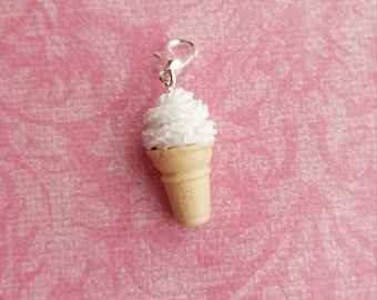 Polymer Clay Ice Cream Cone Charm Miniature Food Jewelry Clay Jewelry Food Charms Handmade Jewelry Vanilla Ice Cream