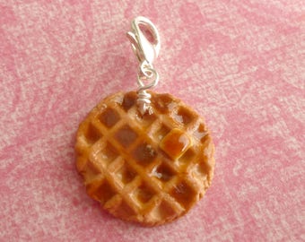 Waffle Charm Polymer Clay Waffle Miniature Food Jewelry