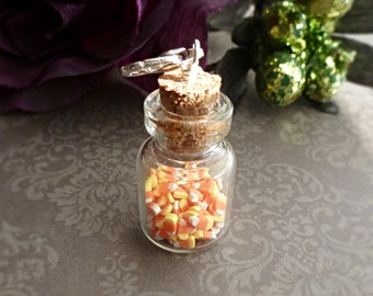 candy corn bottle charm/handmade jewelry