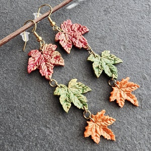 maple leaf earrings, fall leaf earrings, handmade jewelry image 3