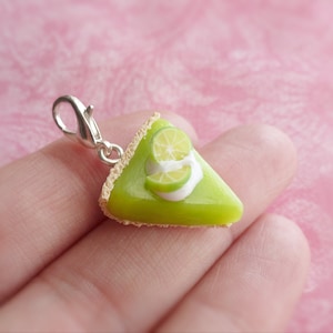 Key Lime Pie Charm Miniature Food Jewelry Polymer Clay Charms Handmade Jewelry