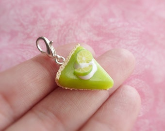 Key Lime Pie Charm Miniature Food Jewelry Polymer Clay Charms Handmade Jewelry