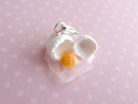 Handmade Cracked Egg Charm: Miniature Food Jewelry