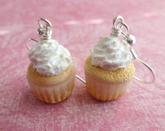 Vanilla Cupcake Earrings Miniature Food Jewelry Cupcake Jewelry Polymer Clay Cupcake