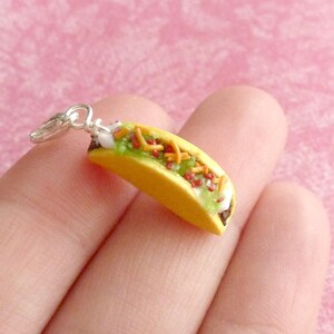 Taco Charm Miniature Food Jewelry Polymer Clay Charms Handmade Jewelry image 5