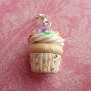 Cupcake Funfetti Cake Miniature Food Jewelry Cupcake Charm Gifts for Her Polymer Clay Cupcake