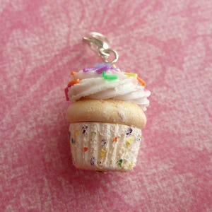 Cupcake Funfetti Cake Miniature Food Jewelry Cupcake Charm Gifts for Her Polymer Clay Cupcake