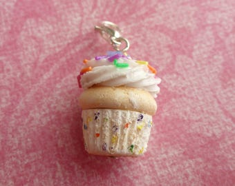 Cupcake Funfetti Cake Miniature Food Jewelry Cupcake Charm Gifts for Her Polymer Clay Cupcake