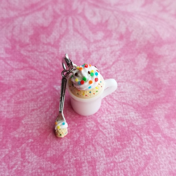 Mug Cake Funfetti Cake Coffee Mug Miniature Food Jewelry Handmade Jewelry Polymer Clay Jewelry