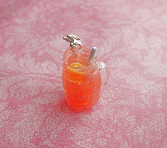 handmade raspberry lemonade charm/handmade jewelry