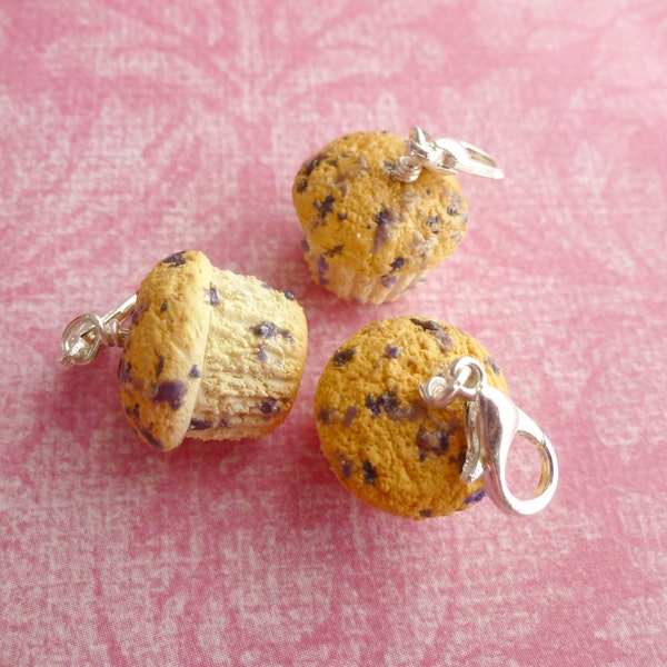 Charms Blueberry Muffin Miniature Food Jewelry Handmade Jewelry Polymer Clay Jewelry Handmade Gifts