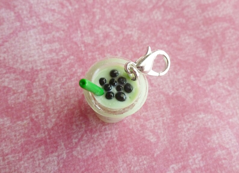 Bubble Tea Charm Miniature Food Jewelry Polymer Clay Resin Jewelry Stitch Marker Phone Charm