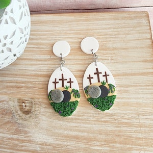 Handmade Easter Resurrection Earrings: Polymer Clay Christian Jewelry