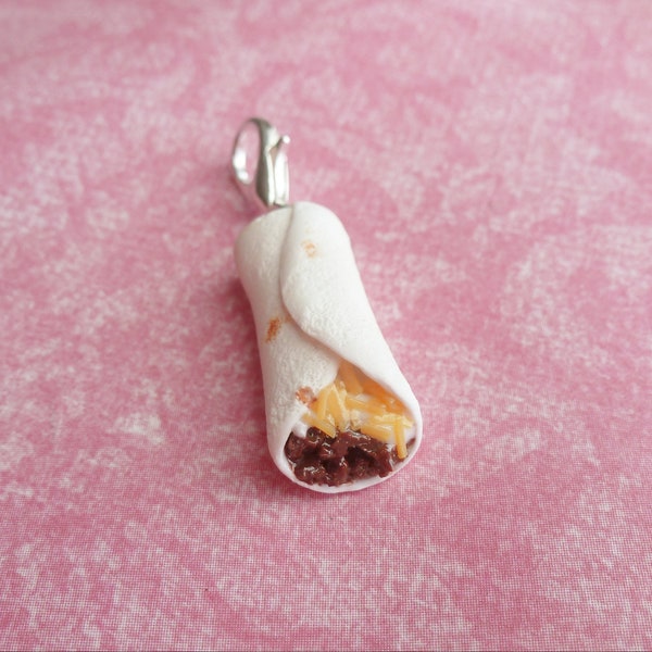 Burrito Charm Miniature Food Jewelry Clay Jewelry Food Charms Polymer Clay Jewelry Handmade Jewelry