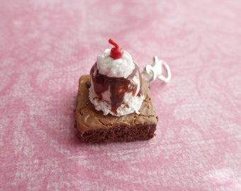 Brownie Sundae Miniature Food Jewelry Clay Jewelry Polymer Clay Charms