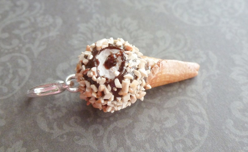 Ice Cream Cone Charm Miniature Food Jewelry Polymer Clay Ice Cream Handmade Charms image 2