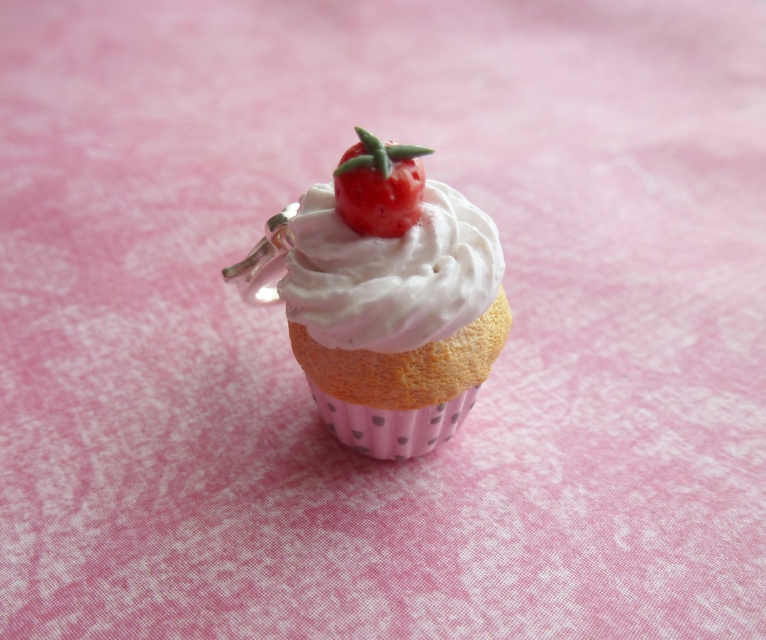 Handmade Strawberry Cupcake Charm - Etsy