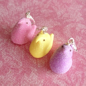 Marshmallow Chick Charm Miniature Food Jewelry Easter Charms Polymer Clay Charms