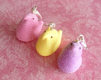 Marshmallow Chick Charm Miniature Food Jewelry Easter Charms Polymer Clay Charms