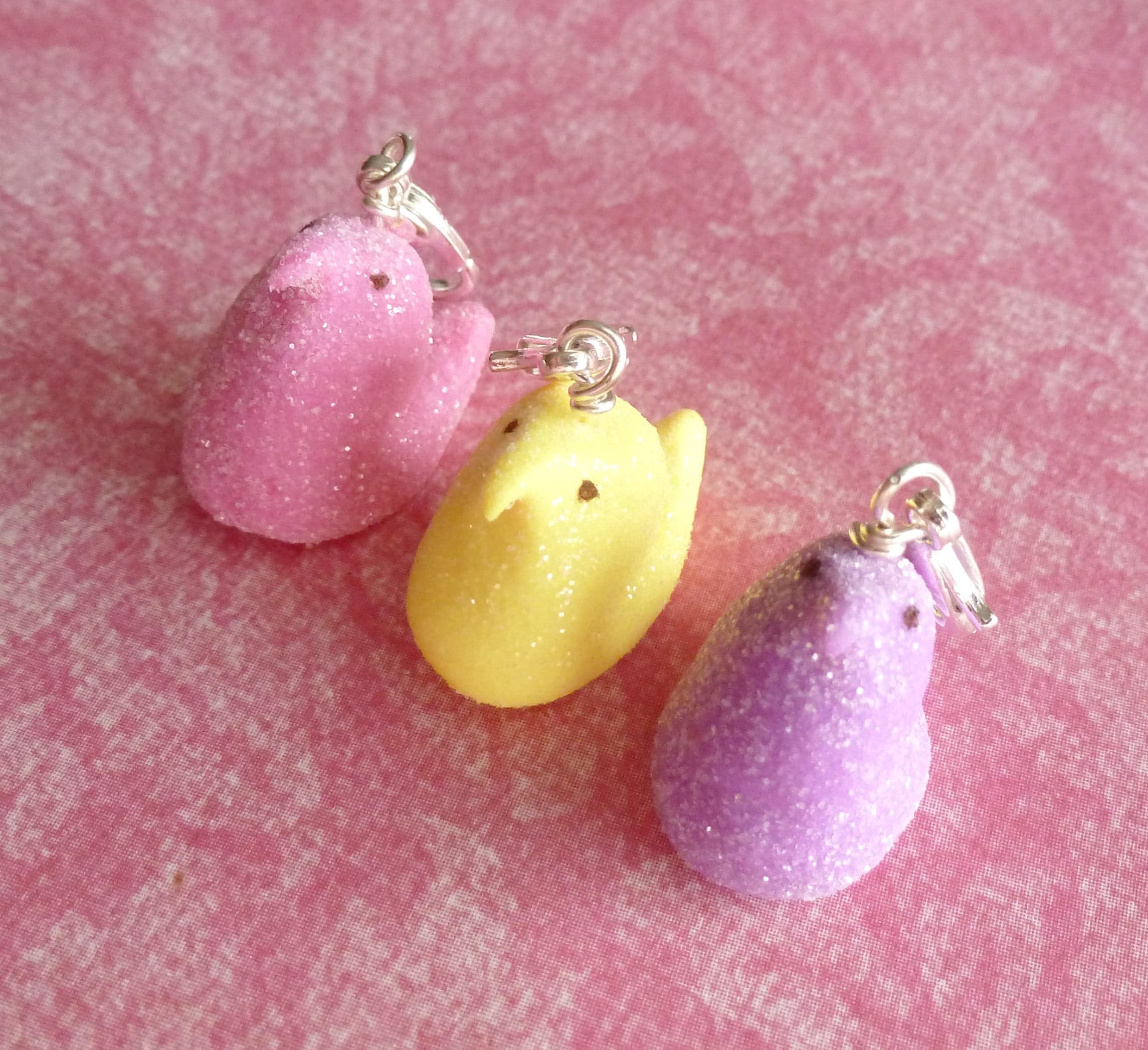 Marshmallow Chick Charm Miniature Food Jewelry Easter Charms Polymer Clay Charms