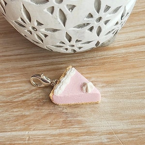 Pink Pie Charm,Miniature Food Jewelry,Handmade Polymer Clay Charms,Valentine&#39;s Day