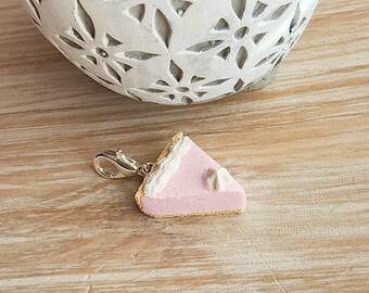 Pink Pie charme, miniatuur voedsel sieraden, handgemaakte polymeerklei charmes, Valentijnsdag
