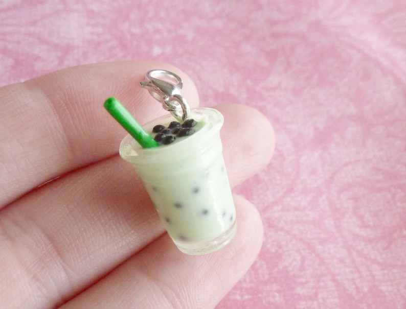 Bubble Tea Charm Miniature Food Jewelry Polymer Clay Resin Jewelry Stitch Marker Phone Charm