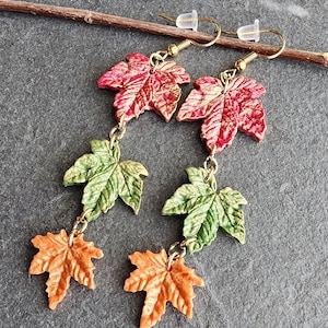 maple leaf earrings, fall leaf earrings, handmade jewelry image 2