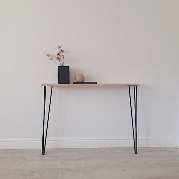 Narrow Console Table With Black Hairpin Legs Hallway - Small Console Table Black Legs Narrow Console Table With Black Hairpin Legs Hallway - Small Console Table Black Legs
