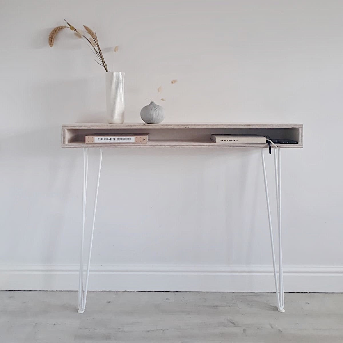 Console Table with Storage and White Hairpin Legs Console Etsy
