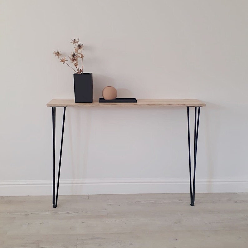 Narrow Console Table With Black Hairpin Legs Hallway Console Etsy