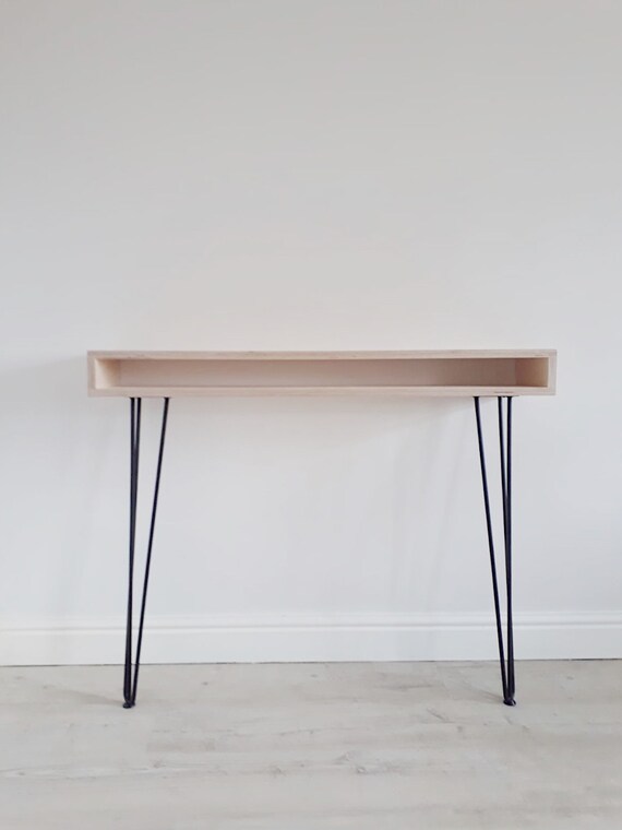 Console Table With Storage And Black Hairpin Legs - Small Console Table Black Legs Console Table With Storage And Black Hairpin Legs - Small Console Table Black Legs