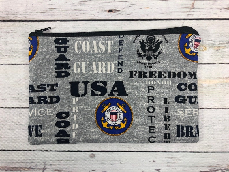 Protect makeup bag pencil pouch Coast Guard Large zipper pouch Liberty United States Coast Guard zipper pouch Honor Service Coastie