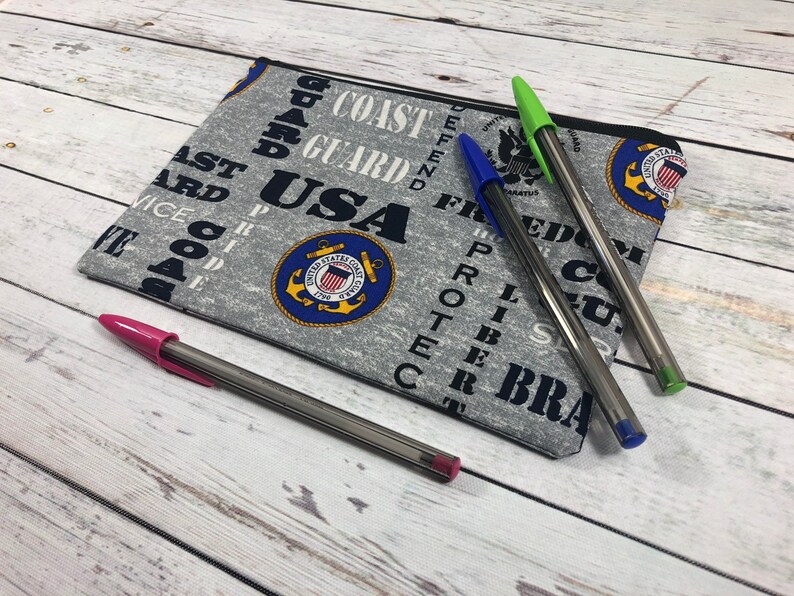 Protect makeup bag pencil pouch Coast Guard Large zipper pouch Liberty United States Coast Guard zipper pouch Honor Service Coastie